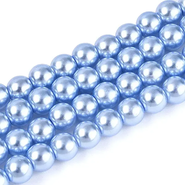 Baking Paint Pearlized Glass Pearl Round Bead Strands