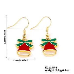 Christmas Theme Brass Dangle Earrings