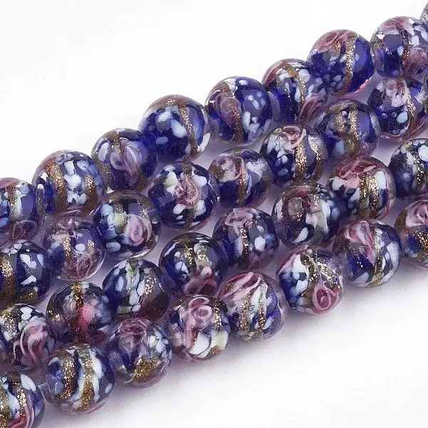 Handmade Gold Sand Lampwork Beads