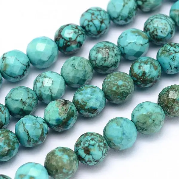 Faceted Round Natural Magnesite Beads Strands