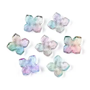 Baking Painted Transparent Glass Bead Caps