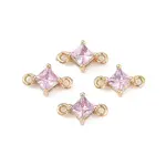 Brass Pave Glass Rhombus Links Connector Charms