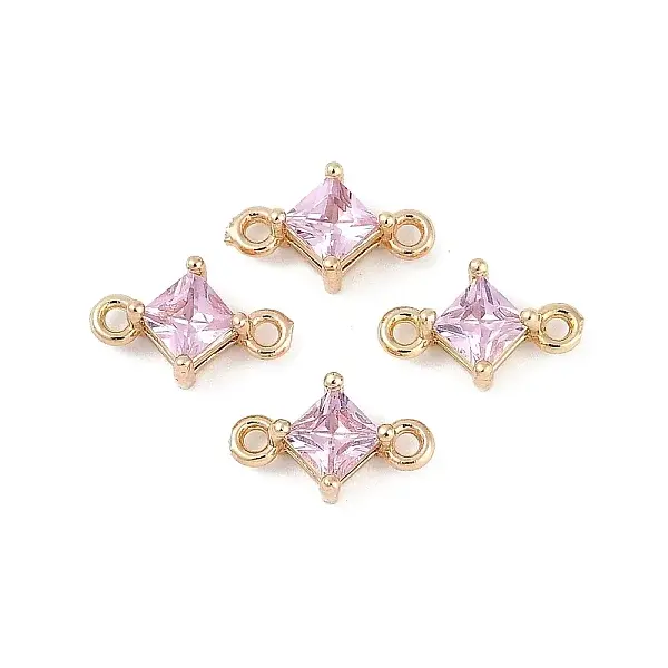Brass Pave Glass Rhombus Links Connector Charms
