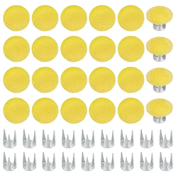 24 Bags Flat Round Cloth Cap Nail Buttons