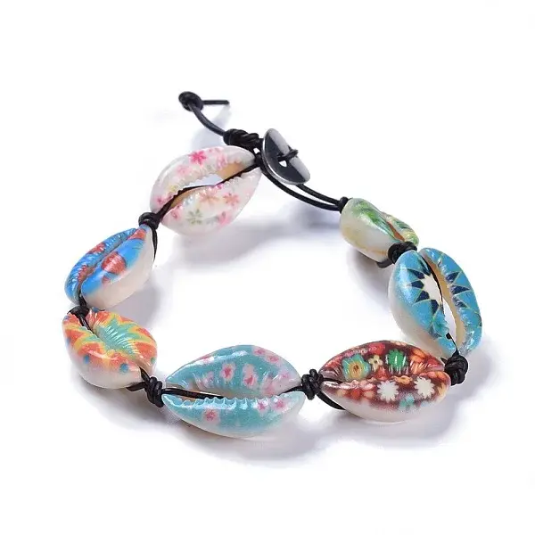 Printed Cowrie Shell Bead Bracelets