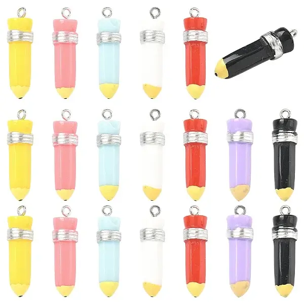 35Pcs 7 Colors Opaque Resin Pendants