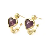 Natural Amethyst Heart Stud Earrings