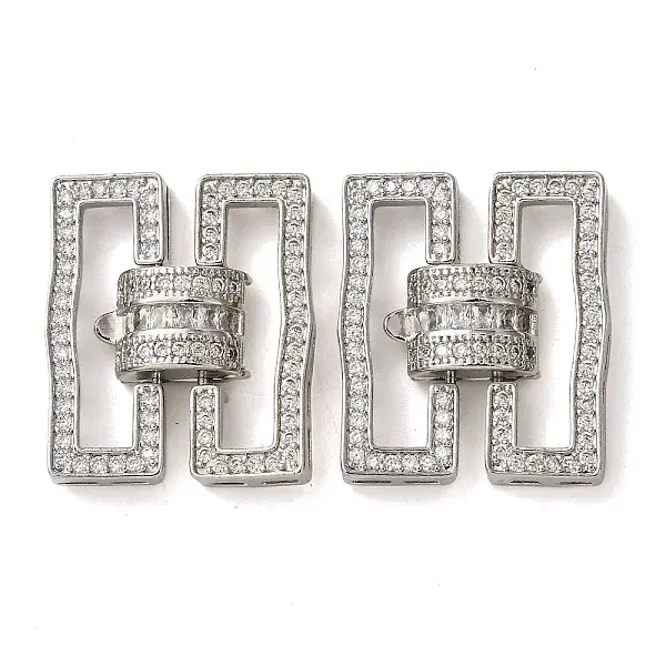 Brass Micro Pave Clear Cubic Zirconia Fold Over Clasps