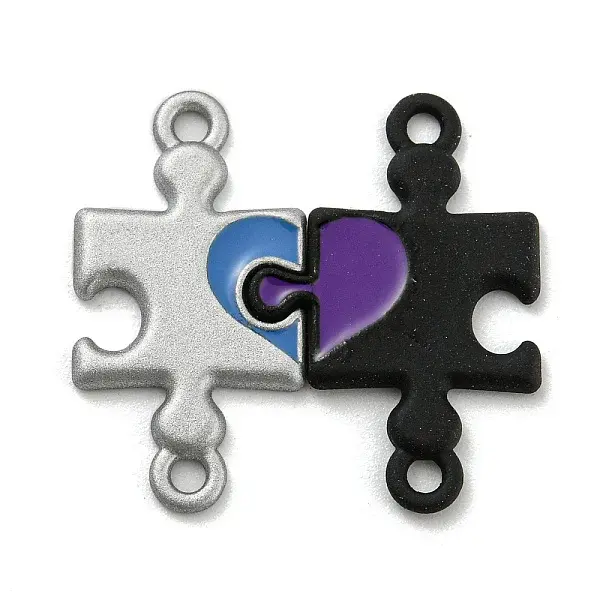 Spray Painted Alloy Couple Puzzle Connector Charms