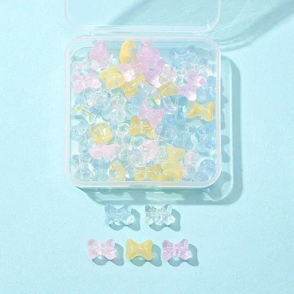 50Pcs Electroplate Transparent Glass Bead