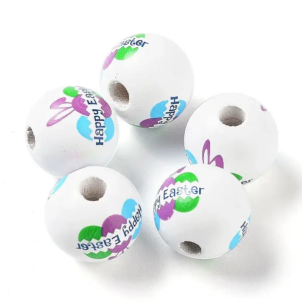 Easter Theme Printed Wood European Beads