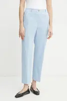 Kalhoty BOSS dámské, modrá barva, široké, high waist, 50537586