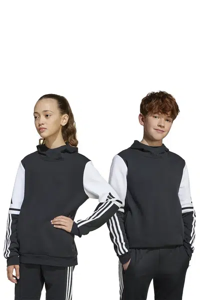Dětská mikina adidas Performance černá barva, s kapucí, vzorovaná, JE2768