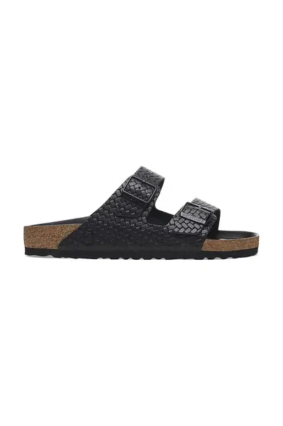 Kožené pantofle Birkenstock Arizona Woven Emboss černá barva, 1029133