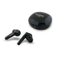 Bezdrátová sluchátka do uší Guess Flat Classic Logo Electroplated černá barva