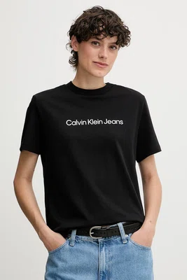 Bavlněné tričko Calvin Klein Jeans dámské, černá barva, LV047C912G