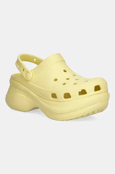 Pantofle Crocs Classic Bae Clog dámské, žlutá barva, na platformě, 206302
