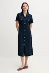 Šaty Tommy Hilfiger tmavomodrá barva, midi, WW0WW45802
