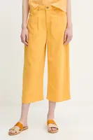 Kalhoty United Colors of Benetton dámské, žlutá barva, high waist, 4LEDDF09P