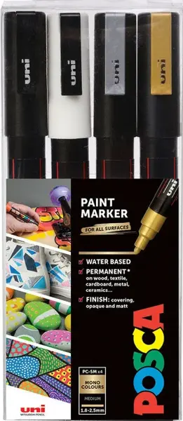 Sada akrylových fixů Uni Posca 0,9-1,3mm 4ks metalické