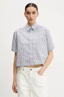 Bavlněná košile Guess Jeans bílá barva, relaxed, s klasickým límcem, W5GH98 WH8R1