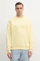 Bavlněná mikina HUGO Dinex pánská, žlutá barva, s potiskem, 50538778