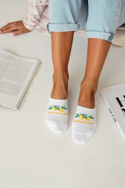Milena Dámske Microstop Ponožky Bavlnené Limoncello Biele