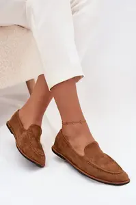 Boto Dámske mokasíny z eko semišu ploché Camel Miryelle