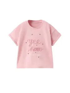MANGO KIDS Tričko 'YEE'  ružová / staroružová