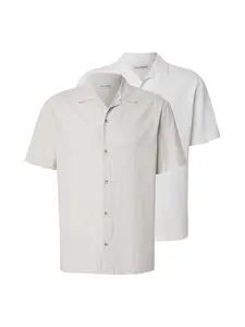 JACK & JONES Košeľa 'JJESUMMER'  tmelová / biela