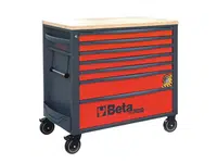 Dílenský vozík, 7 zásuvek, dřevěná deska, červený - Beta Tools