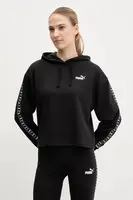 Mikina Puma dámská, černá barva, s kapucí, s potiskem, 685011