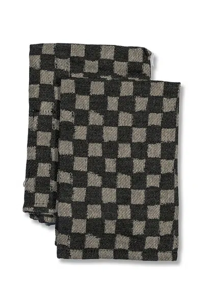 Sada bavlněných ubrousků Byon Checki 2-pack černá barva