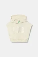 Mikina United Colors of Benetton béžová barva, s kapucí, s aplikací, 32N4C204H
