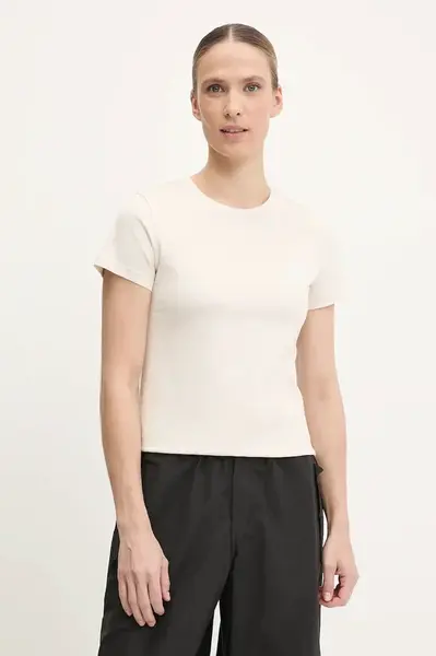 Bavlněné tričko Puma dámské, béžová barva, 684982