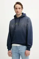 Bavlněná mikina The Kooples pánská, tmavomodrá barva, s kapucí, s aplikací, HSWE30019K