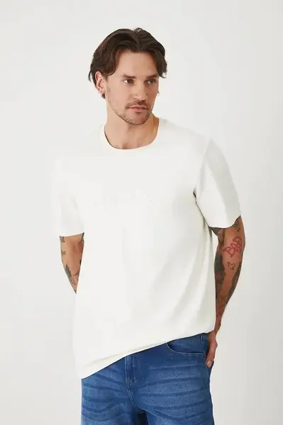 Bavlněné tričko Medicine pánské, béžová barva, s aplikací