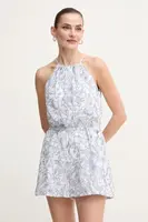 Plátěný overal Pepe Jeans DENIA bílá barva, s kulatým výstřihem, PL230523