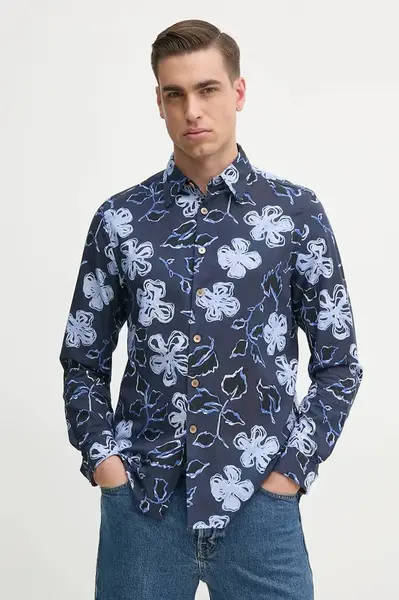 Bavlněná košile PS Paul Smith tmavomodrá barva, regular, s klasickým límcem, M2R.765X.P22309