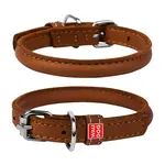 Okrúhly kožený obojok Soft hnedý, Obvod krku: 33-41cm, šírka obojku: 8mm