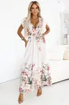 609-1 Satin maxi dress with plunging neckline and floral ombre – boho elegance