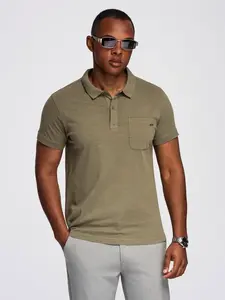 Ombre Men's polo t-shirt with decorative buttons