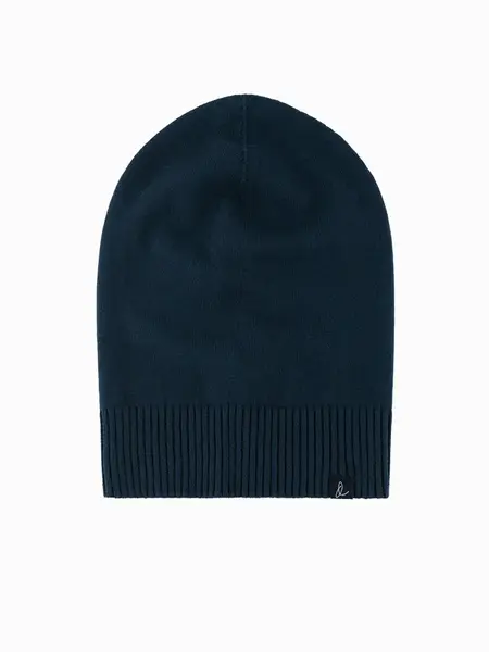 Ombre Men's cotton knit winter beanie hat - navy blue