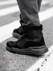 Ombre Men's ankle sneaker boots with sculpted sole - black