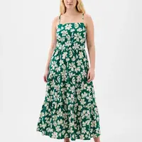 Krémovo-zelené dámske kvetované maxi šaty GAP