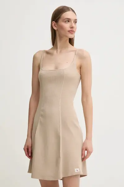 Šaty Calvin Klein Jeans béžová barva, mini, J20J225269