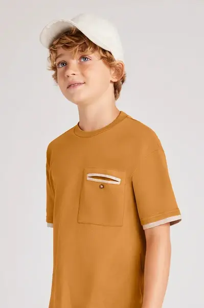 Dětské bavlněné tričko Mayoral žlutá barva, s potiskem, 6004