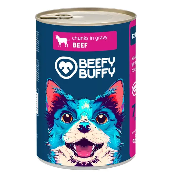 BEEFY BUFFY – Mäsové hovädzie kúsky v šťave, 1240 g (4608)
