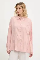 Košile Answear.LAB dámská, růžová barva, relaxed, s klasickým límcem