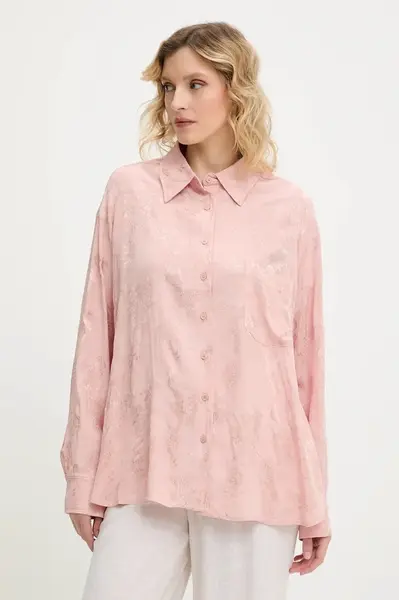 Košile Answear.LAB dámská, růžová barva, relaxed, s klasickým límcem